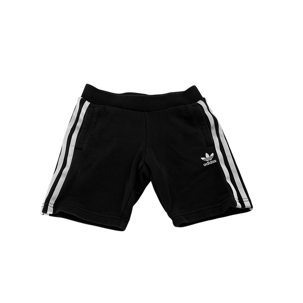 Adidas 3 Stripe Black White Cotton Shorts Size Youth Girl's XS (5/6)